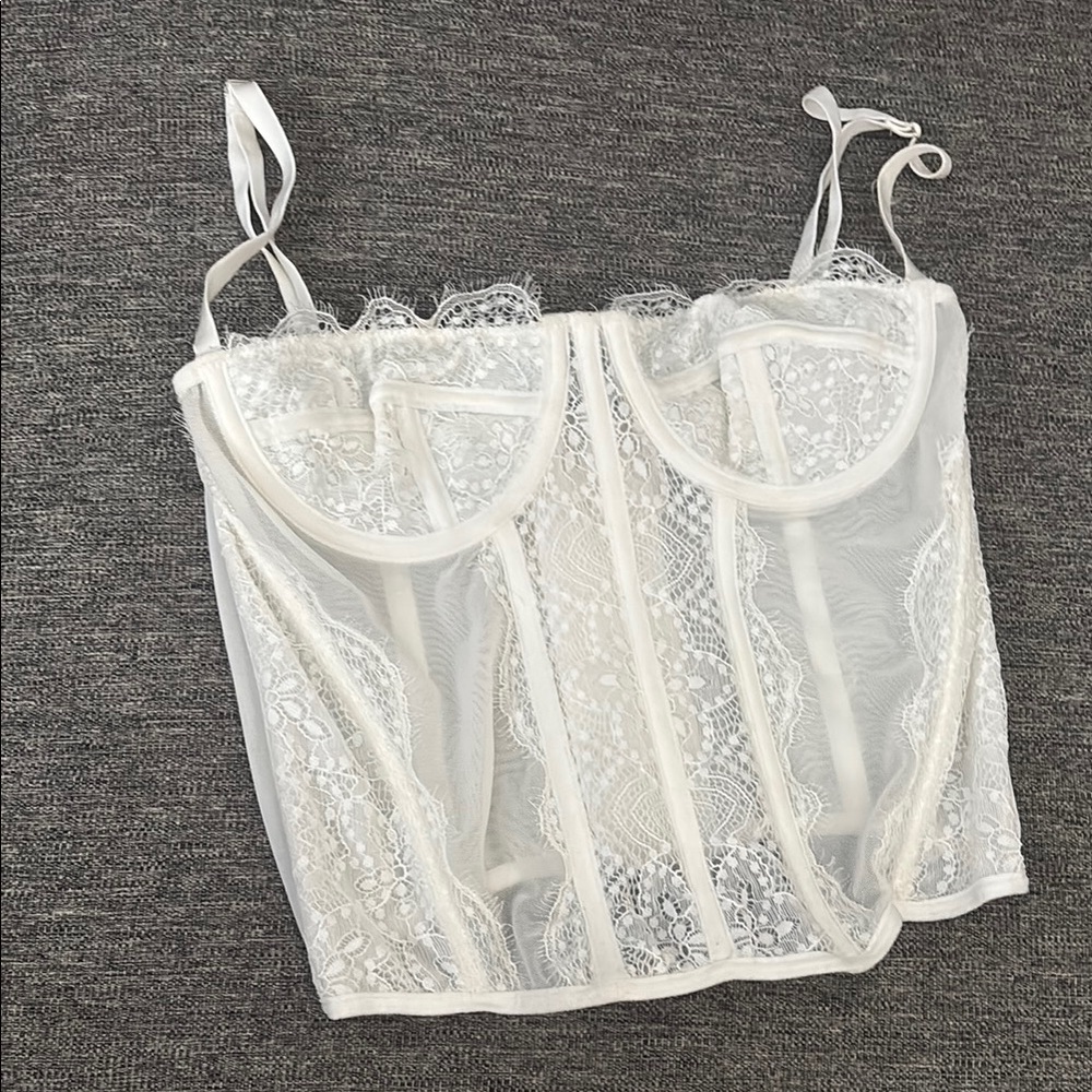 Elegant White Lace Bustier Top